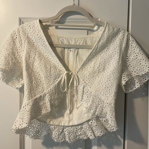 White Eyelet Crop
